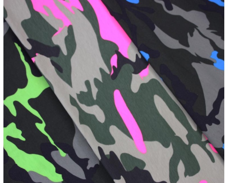 Camouflage Fluorescent Cotton Jersey Wholesale Fabrics UK